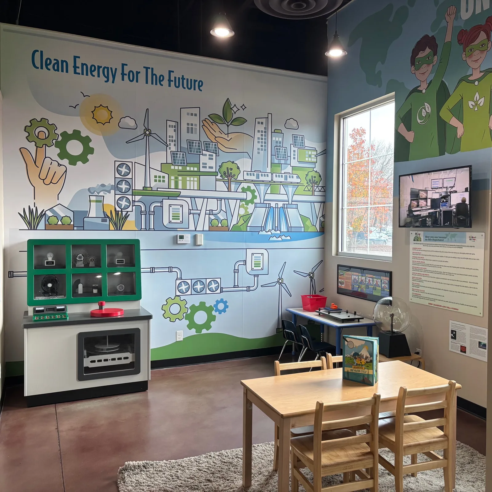 Earth exhibit about energy, the environment, and natural disasters