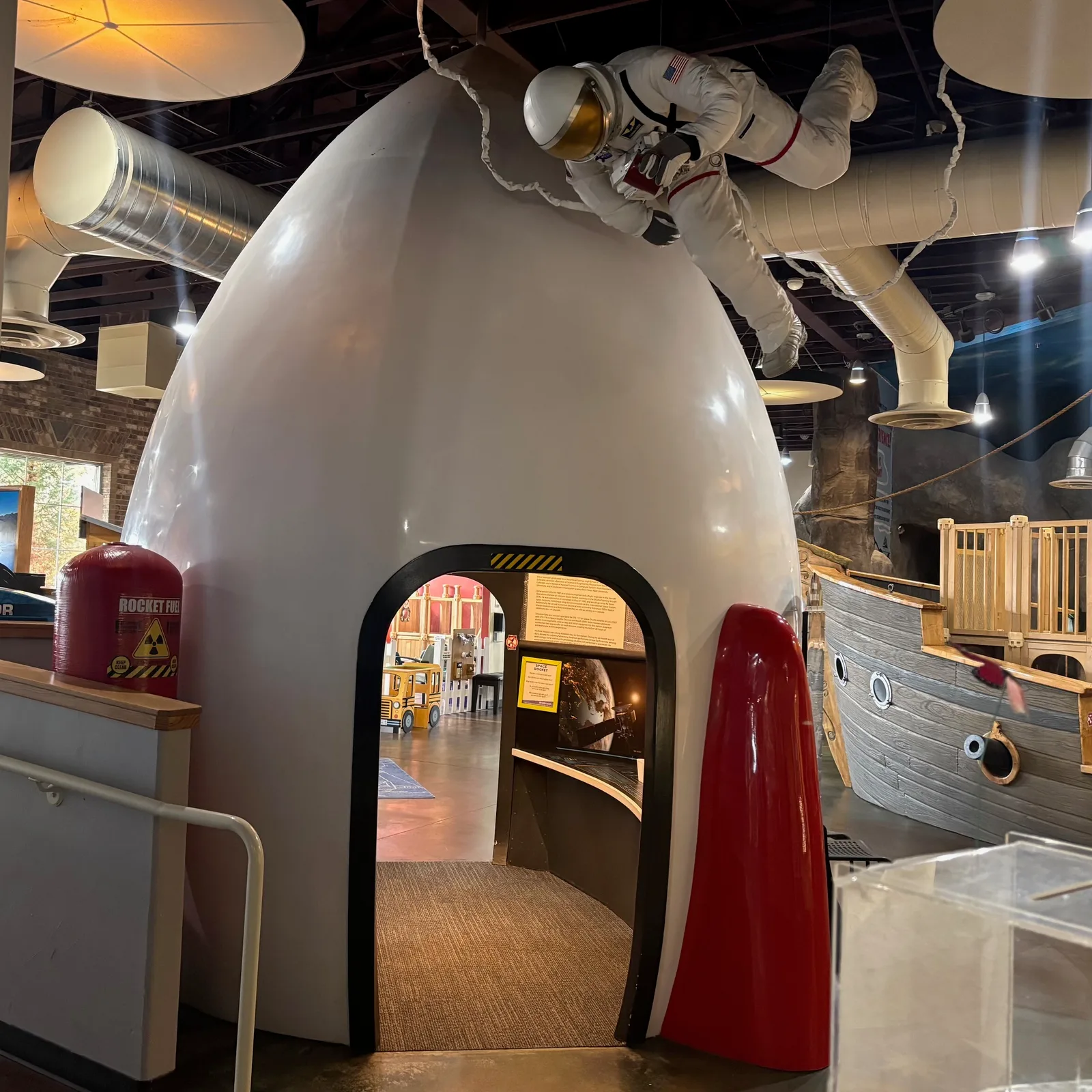 The museum's rocket-ship exhibit.
