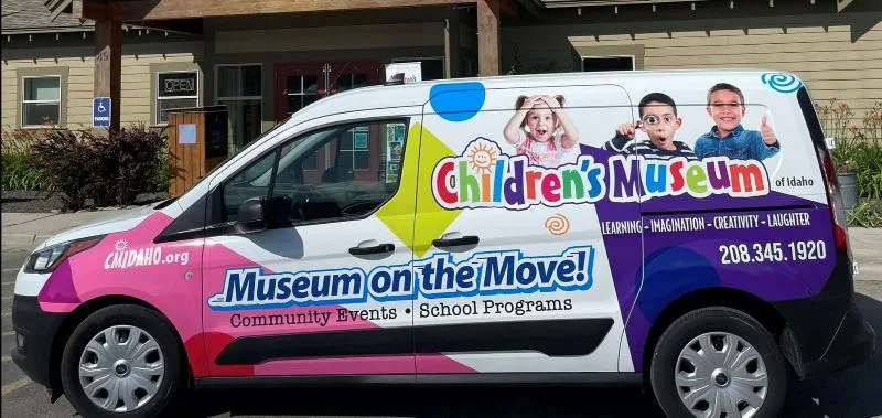 The Museum on the Move van parked and ready for a school visit.